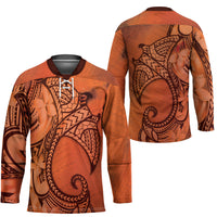 Polynesia Manta Ray Tattoo Hockey Jersey Tropical Plumeria Orange Polynesian Pattern LT14 - Polynesian Pride