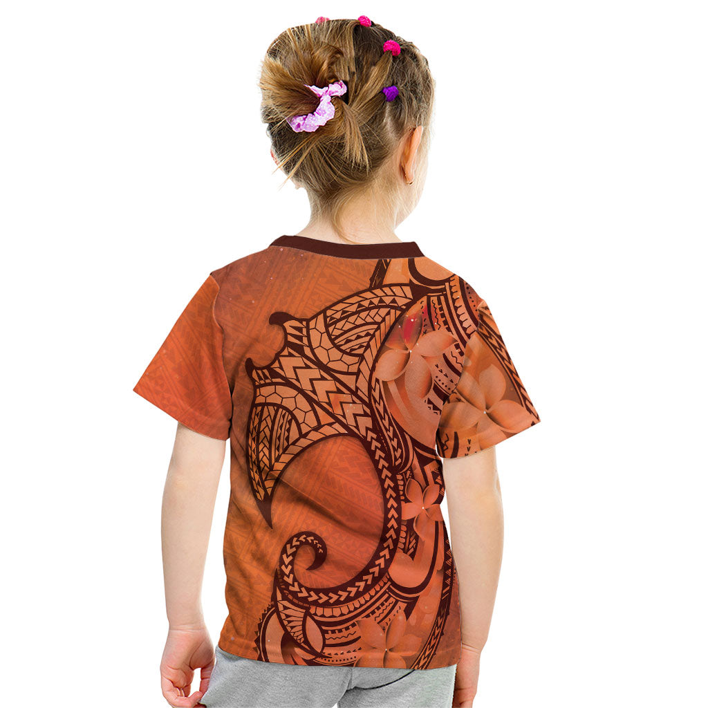 Polynesia Manta Ray Tattoo Kid T Shirt Tropical Plumeria Orange Polynesian Pattern LT14 - Polynesian Pride