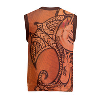 Polynesia Manta Ray Tattoo Christmas Knitted V-Neck Vest Tropical Plumeria Orange Polynesian Pattern LT14 - Polynesian Pride