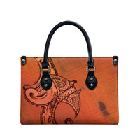 Polynesia Manta Ray Tattoo Leather Bag Tropical Plumeria Orange Polynesian Pattern