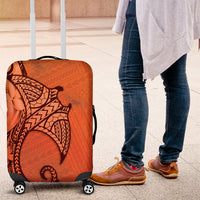 Polynesia Manta Ray Tattoo Luggage Cover Tropical Plumeria Orange Polynesian Pattern