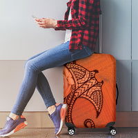Polynesia Manta Ray Tattoo Luggage Cover Tropical Plumeria Orange Polynesian Pattern