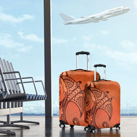 Polynesia Manta Ray Tattoo Luggage Cover Tropical Plumeria Orange Polynesian Pattern