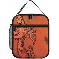 Polynesia Manta Ray Tattoo Lunch Bag Tropical Plumeria Orange Polynesian Pattern