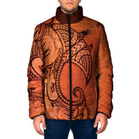 Polynesia Manta Ray Tattoo Padded Jacket Tropical Plumeria Orange Polynesian Pattern LT14 Men Orange - Polynesian Pride