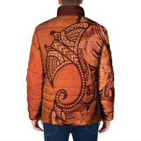 Polynesia Manta Ray Tattoo Padded Jacket Tropical Plumeria Orange Polynesian Pattern LT14 - Polynesian Pride