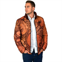 Polynesia Manta Ray Tattoo Padded Jacket Tropical Plumeria Orange Polynesian Pattern LT14 - Polynesian Pride