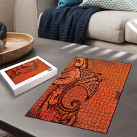 Polynesia Manta Ray Tattoo Puzzle Tropical Plumeria Orange Polynesian Pattern LT14 - Polynesian Pride