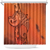 Polynesia Manta Ray Tattoo Shower Curtain Tropical Plumeria Orange Polynesian Pattern LT14 Orange - Polynesian Pride