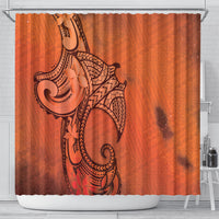 Polynesia Manta Ray Tattoo Shower Curtain Tropical Plumeria Orange Polynesian Pattern LT14 - Polynesian Pride