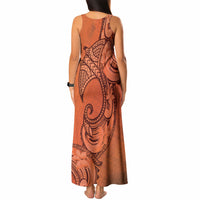 Polynesia Manta Ray Tattoo Tank Maxi Dress Tropical Plumeria Orange Polynesian Pattern LT14 - Polynesian Pride