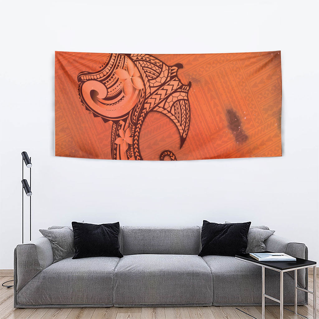 Polynesia Manta Ray Tattoo Tapestry Tropical Plumeria Orange Polynesian Pattern LT14 - Polynesian Pride