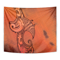 Polynesia Manta Ray Tattoo Tapestry Tropical Plumeria Orange Polynesian Pattern LT14 - Polynesian Pride