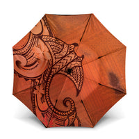 Polynesia Manta Ray Tattoo Umbrella Tropical Plumeria Orange Polynesian Pattern