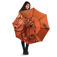 Polynesia Manta Ray Tattoo Umbrella Tropical Plumeria Orange Polynesian Pattern