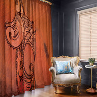 Polynesia Manta Ray Tattoo Window Curtain Tropical Plumeria Orange Polynesian Pattern LT14 - Polynesian Pride