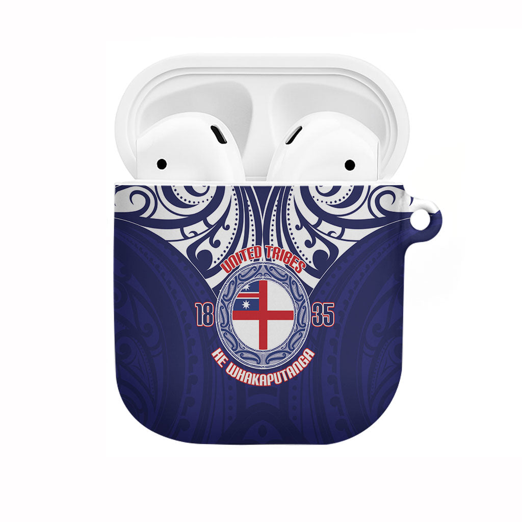New Zealand United Tribes Te Kara AirPods Case He Whakaputanga Maori Pattern LT14 Blue - Polynesian Pride
