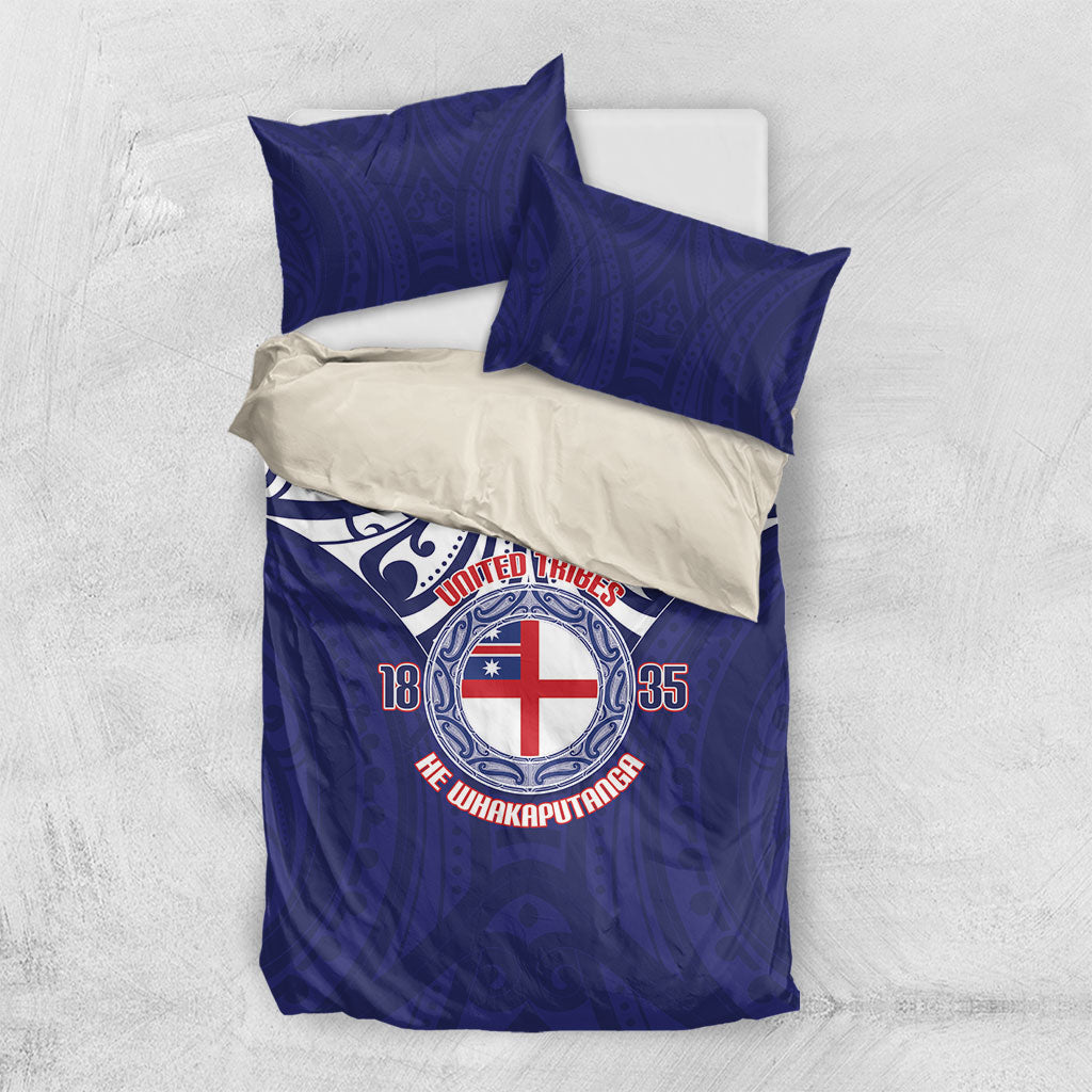 New Zealand United Tribes Te Kara Bedding Set He Whakaputanga Maori Pattern LT14 US Twin 172cm x 218cm Blue - Polynesian Pride