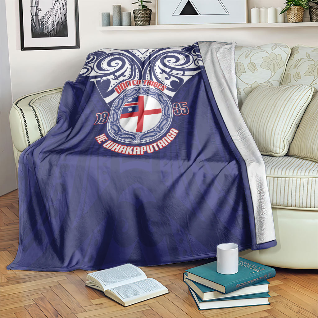 New Zealand United Tribes Te Kara Blanket He Whakaputanga Maori Pattern LT14 Blue - Polynesian Pride