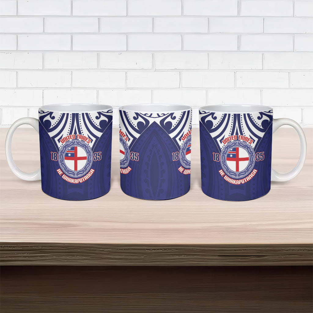 New Zealand United Tribes Te Kara Ceramic Mug He Whakaputanga Maori Pattern LT14 - Polynesian Pride