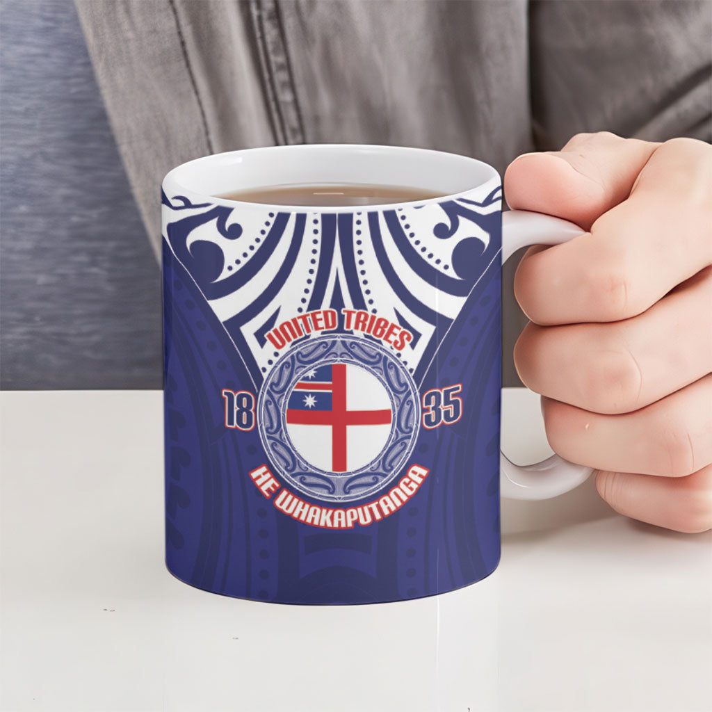 New Zealand United Tribes Te Kara Ceramic Mug He Whakaputanga Maori Pattern LT14 - Polynesian Pride
