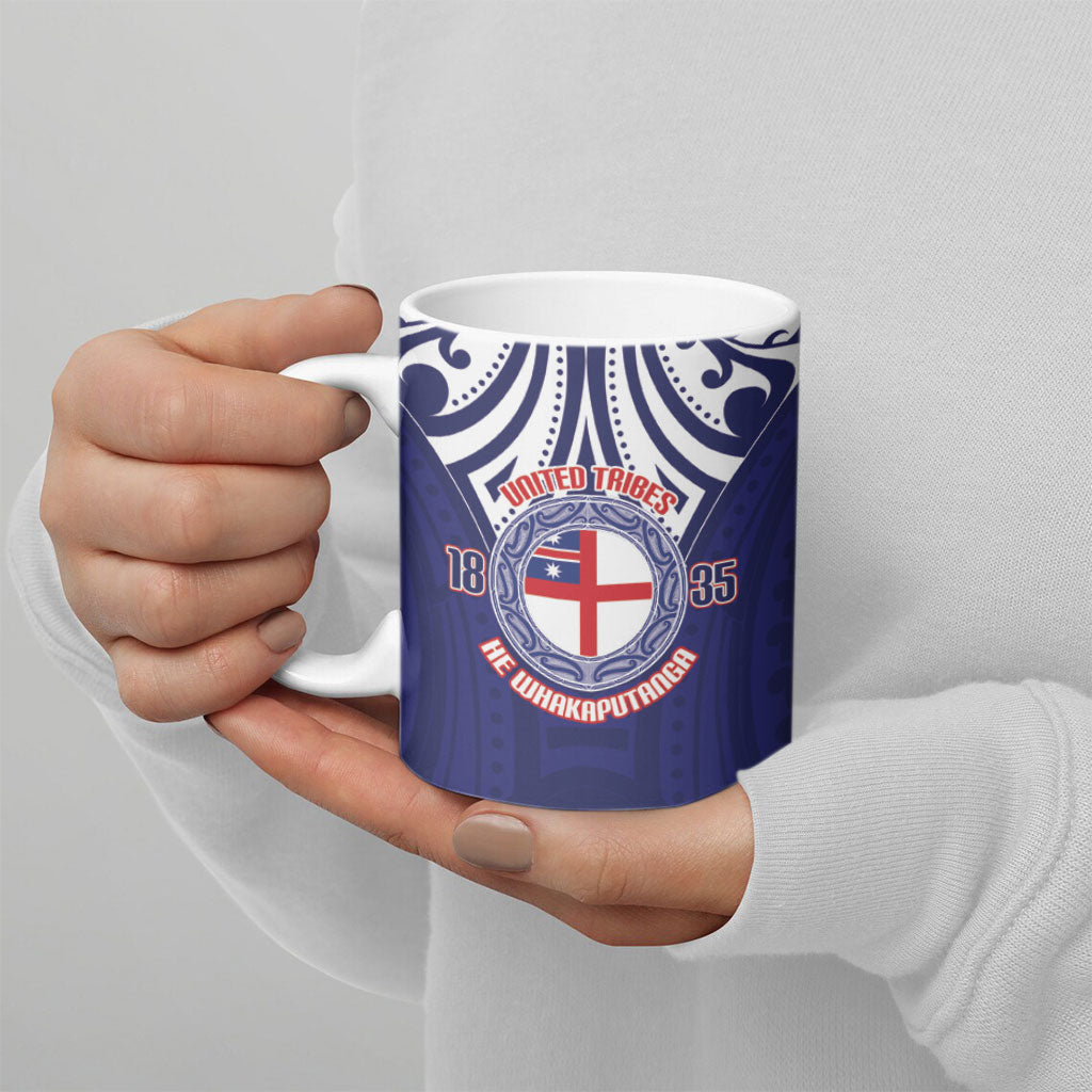 New Zealand United Tribes Te Kara Ceramic Mug He Whakaputanga Maori Pattern LT14 - Polynesian Pride