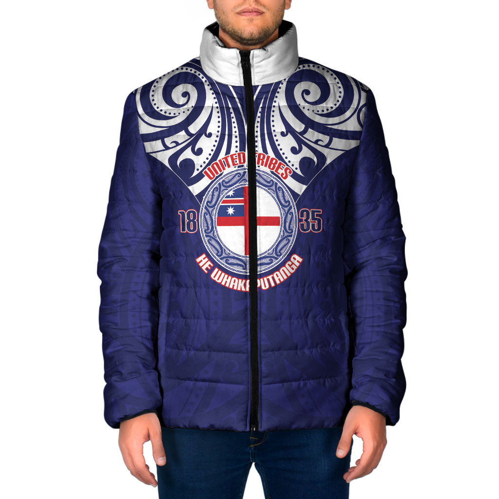 New Zealand United Tribes Te Kara Padded Jacket He Whakaputanga Maori Pattern
