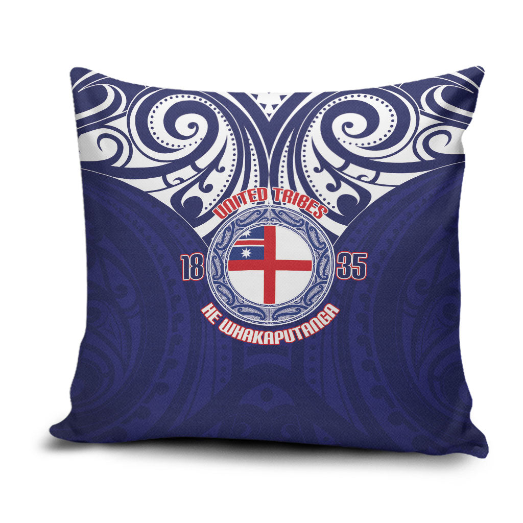 New Zealand United Tribes Te Kara Pillow Cover He Whakaputanga Maori Pattern LT14 Blue - Polynesian Pride