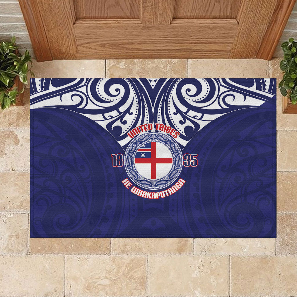 New Zealand United Tribes Te Kara Rubber Doormat He Whakaputanga Maori Pattern LT14 Blue - Polynesian Pride