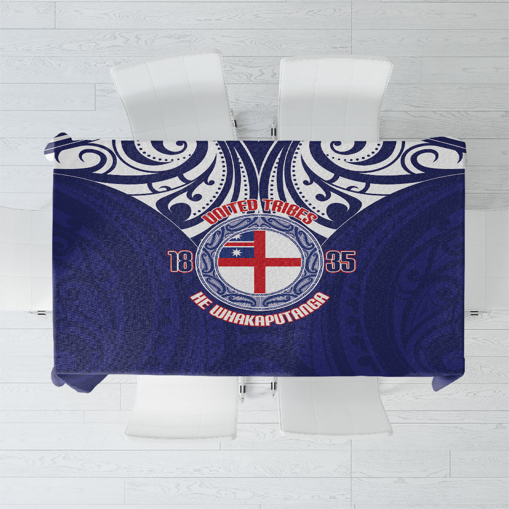 New Zealand United Tribes Te Kara Tablecloth He Whakaputanga Maori Pattern LT14 Blue - Polynesian Pride