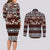 Bula Fiji Couples Matching Long Sleeve Bodycon Dress and Long Sleeve Button Shirt Fijian Tapa Masi With Hibiscus Flowers LT14 - Polynesian Pride