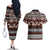 Bula Fiji Couples Matching Off The Shoulder Long Sleeve Dress and Hawaiian Shirt Fijian Tapa Masi With Hibiscus Flowers LT14 - Polynesian Pride