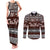Bula Fiji Couples Matching Tank Maxi Dress and Long Sleeve Button Shirt Fijian Tapa Masi With Hibiscus Flowers LT14 Brown - Polynesian Pride