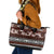 Bula Fiji Leather Tote Bag Fijian Tapa Masi With Hibiscus Flowers LT14 Brown - Polynesian Pride