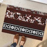 Bula Fiji Rubber Doormat Fijian Tapa Masi With Hibiscus Flowers LT14 - Polynesian Pride