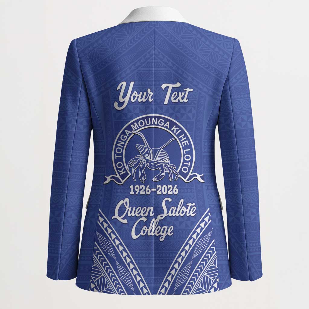 Queen Salote College 100 Years Personalized Blazer Tonga QSC Heilala Lei Blue Ngatu Pattern