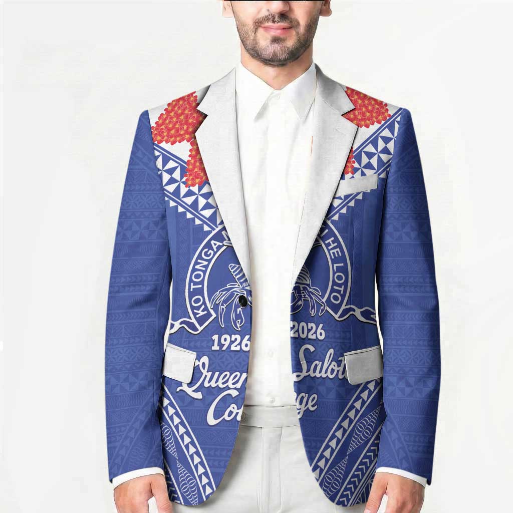 Queen Salote College 100 Years Personalized Blazer Tonga QSC Heilala Lei Blue Ngatu Pattern