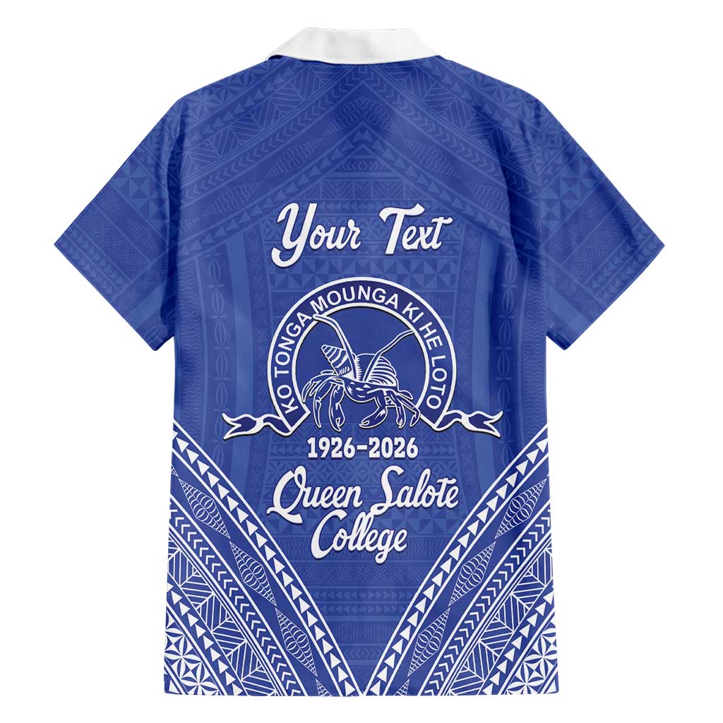 Queen Salote College 100 Years Personalized Family Matching Short Sleeve Bodycon Dress and Hawaiian Shirt Tonga QSC Heilala Lei Blue Ngatu Pattern LT14 - Polynesian Pride
