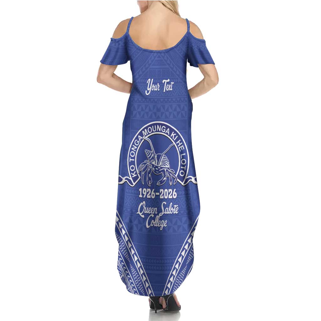Queen Salote College 100 Years Personalized Family Matching Summer Maxi Dress and Hawaiian Shirt Tonga QSC Heilala Lei Blue Ngatu Pattern LT14 - Polynesian Pride