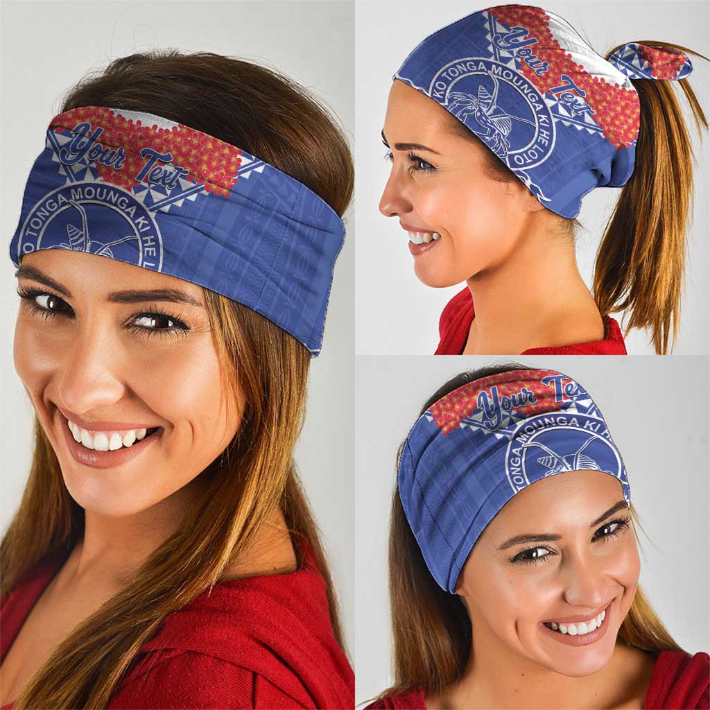 Queen Salote College 100 Years Personalized Neck Gaiter Tonga QSC Heilala Lei Blue Ngatu Pattern