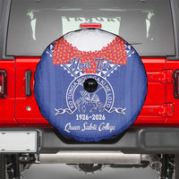 Queen Salote College 100 Years Personalized Spare Tire Cover Tonga QSC Heilala Lei Blue Ngatu Pattern