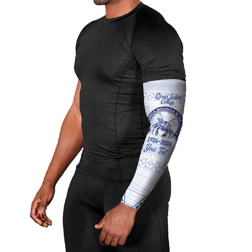 Queen Salote College 100 Years Personalized Arm Sleeves Tonga QSC Heilala Lei White Ngatu Pattern