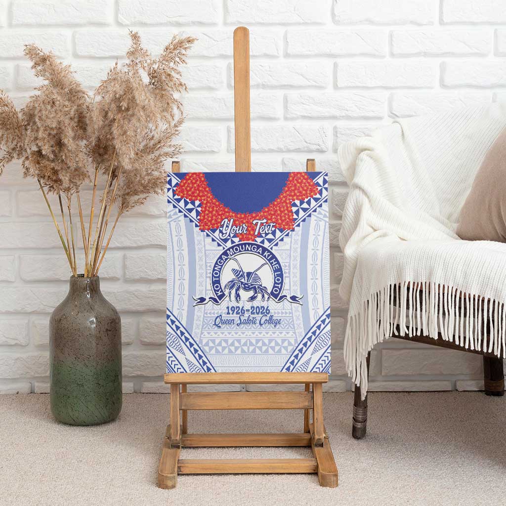 Queen Salote College 100 Years Personalized Canvas Wall Art Tonga QSC Heilala Lei White Ngatu Pattern