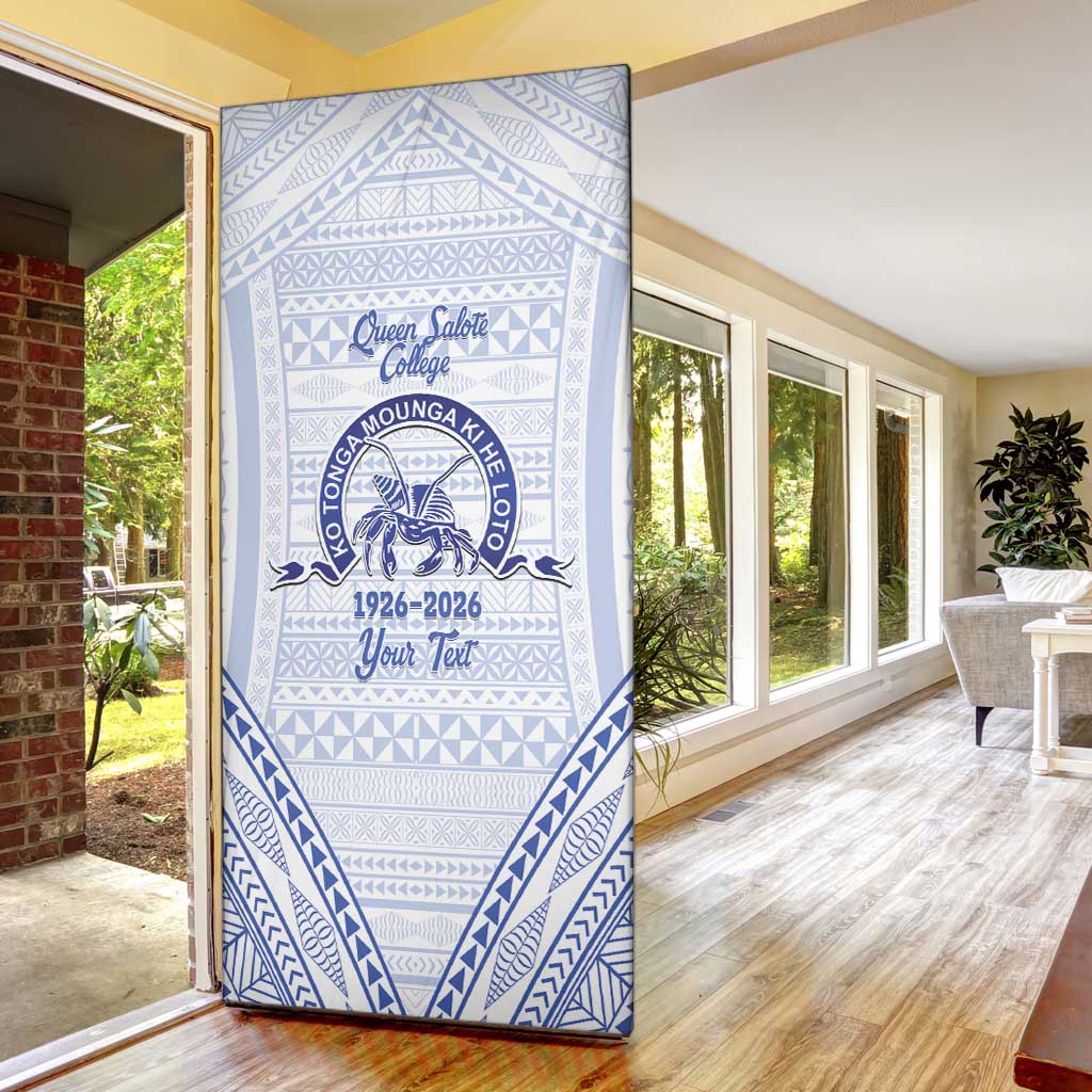 Queen Salote College 100 Years Personalized Door Cover Tonga QSC Heilala Lei White Ngatu Pattern