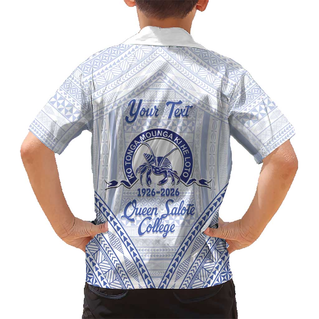 Queen Salote College 100 Years Personalized Family Matching Off Shoulder Maxi Dress and Hawaiian Shirt Tonga QSC Heilala Lei White Ngatu Pattern LT14 - Polynesian Pride