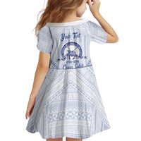 Queen Salote College 100 Years Personalized Family Matching Off Shoulder Maxi Dress and Hawaiian Shirt Tonga QSC Heilala Lei White Ngatu Pattern LT14 - Polynesian Pride