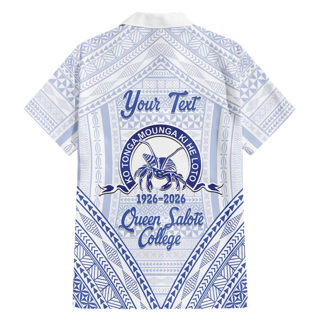 Queen Salote College 100 Years Personalized Family Matching Off Shoulder Short Dress and Hawaiian Shirt Tonga QSC Heilala Lei White Ngatu Pattern LT14 - Polynesian Pride