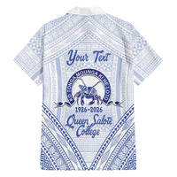 Queen Salote College 100 Years Personalized Family Matching Summer Maxi Dress and Hawaiian Shirt Tonga QSC Heilala Lei White Ngatu Pattern LT14 - Polynesian Pride