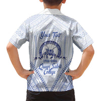 Queen Salote College 100 Years Personalized Hawaiian Shirt Tonga QSC Heilala Lei White Ngatu Pattern