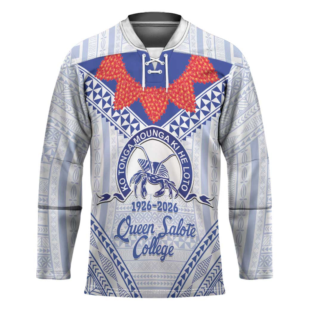 Queen Salote College 100 Years Personalized Hockey Jersey Tonga QSC Heilala Lei White Ngatu Pattern